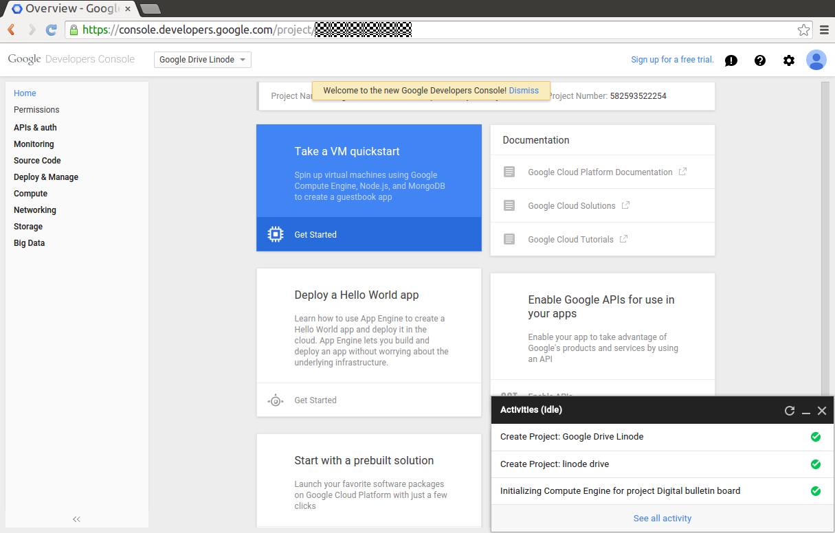 The project dashboard The project dashboard