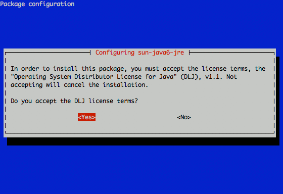Accepting the Sun Java 6 JDK license. Accepting the Sun Java 6 JDK license.