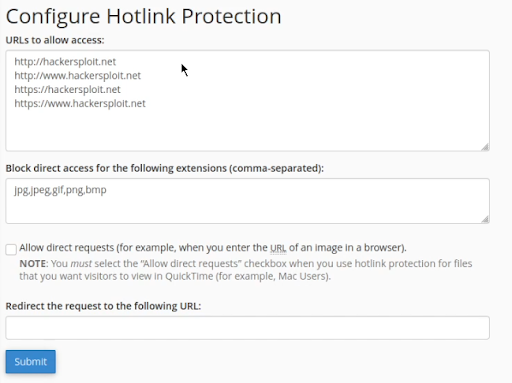 Limit access to certain URLs and choose all file types that require protection. Limit access to certain URLs and choose all file types that require protection.