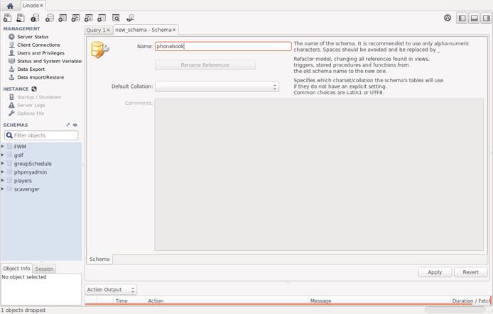 The new schema dialog The new schema dialog