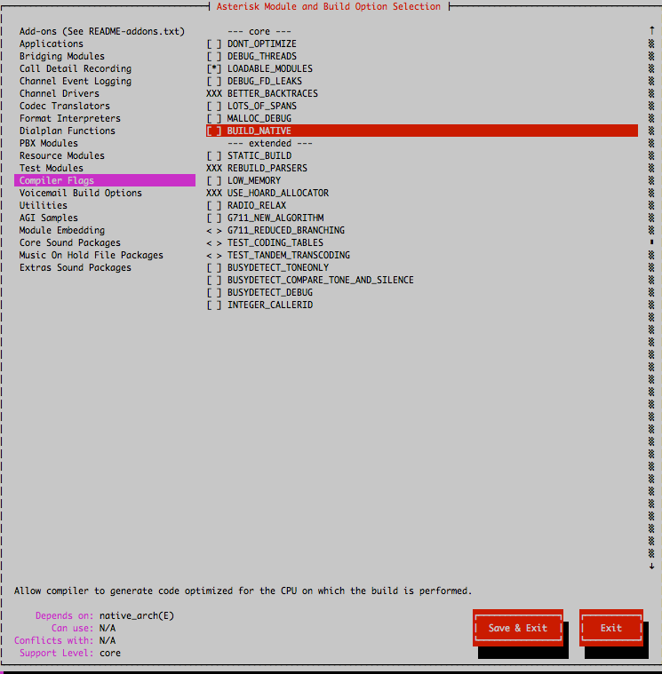 The BUILD\_NATIVE flag. The BUILD\_NATIVE flag.