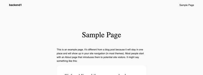 The 2024 default WordPress Sample Page served from backend1. The 2024 default WordPress Sample Page served from backend1.