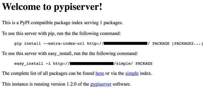 home page of the server pypiserver home