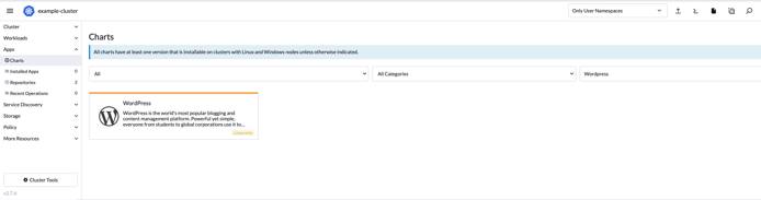 WordPress app in Rancher app library catalog WordPress app in Rancher app library catalog