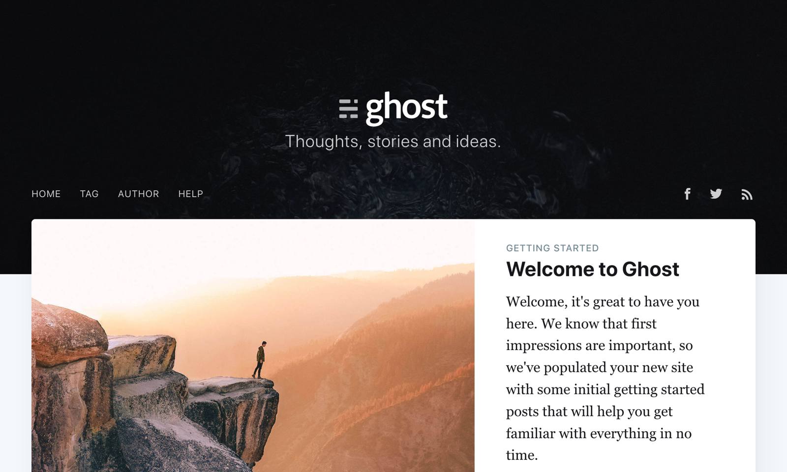 Ghost home page Ghost home page