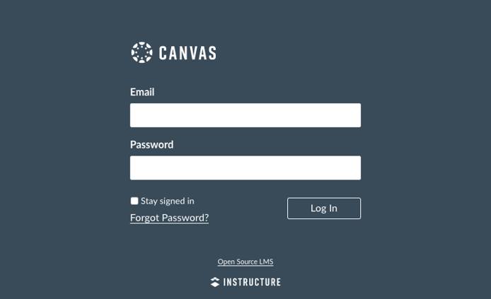 Canvas login page Canvas login page