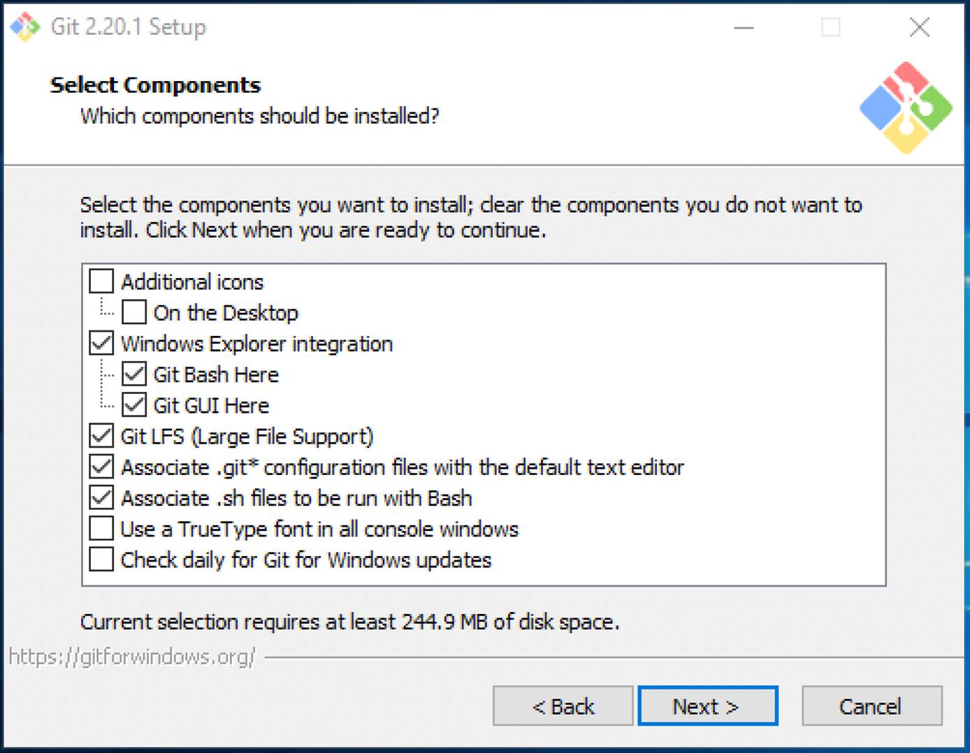 Accept the default or select additional components. Accept the default or select additional components.
