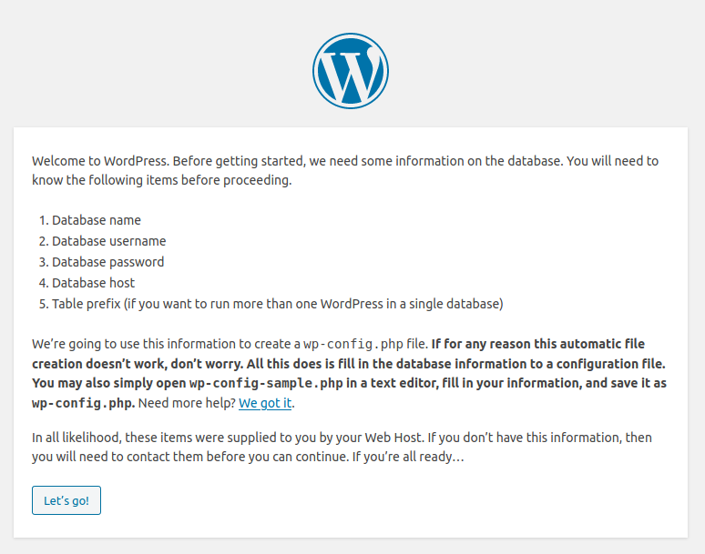 WordPress installation wizard: Describe database information process WordPress installation Wizard: Database advice