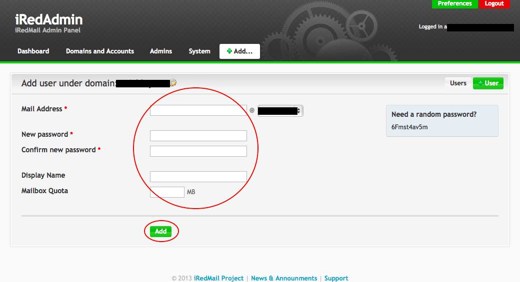 iRedAdmin Add User Information iRedAdmin Add User Information