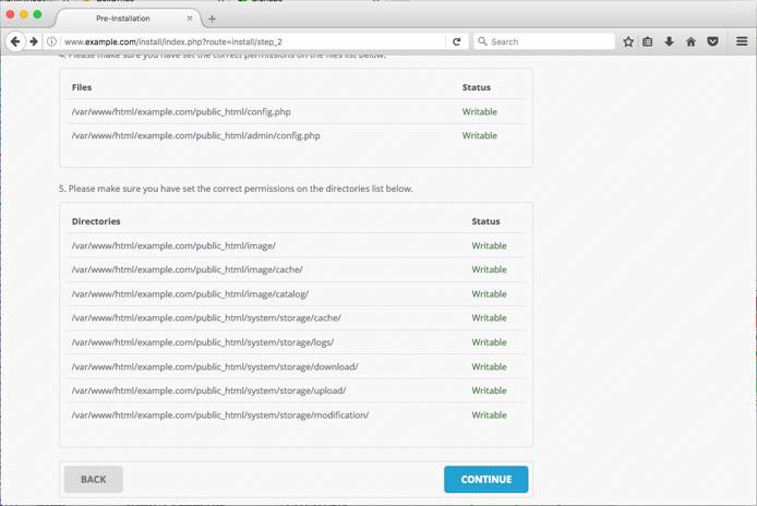 OpenCart Installer Page 2. OpenCart Installer Page 2.