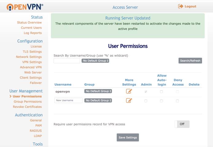 OpenVPN Admin User Interface. OpenVPN Admin User Interface.