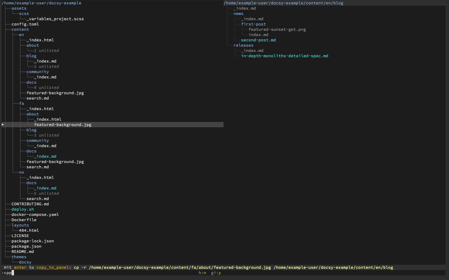 Copying from one panel to another in broot Copying from one panel to another in broot