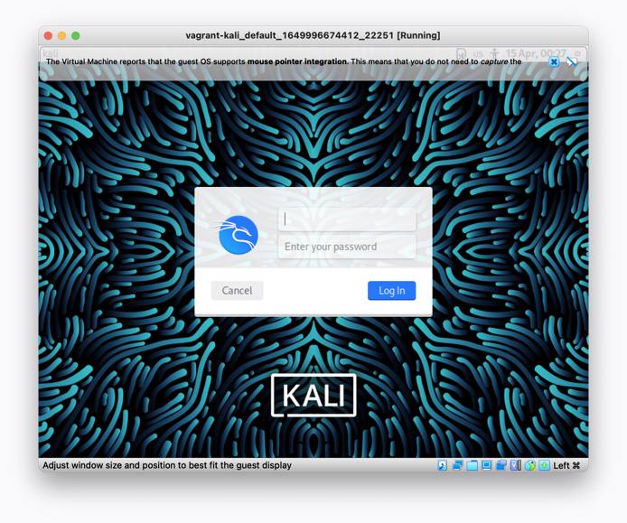 Kali Linux Login Screen Kali Linux Login Screen