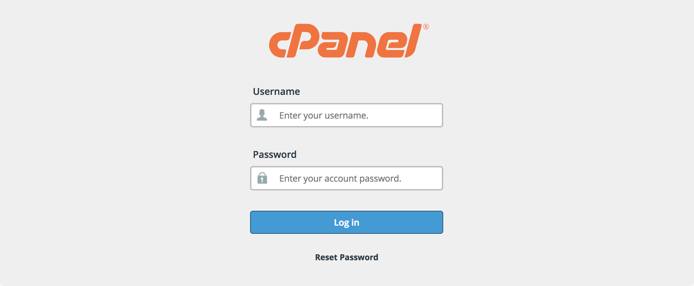 cPanel login page. cPanel Login Page
