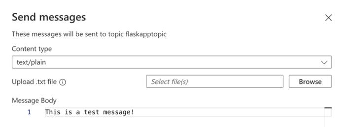 Azure Service Bus Explorer UI for publishing messages to a topic. Azure Service Bus Explorer UI for publishing messages to a topic.