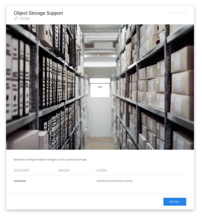 Install the Object Storage Support app Install the Object Storage Support app