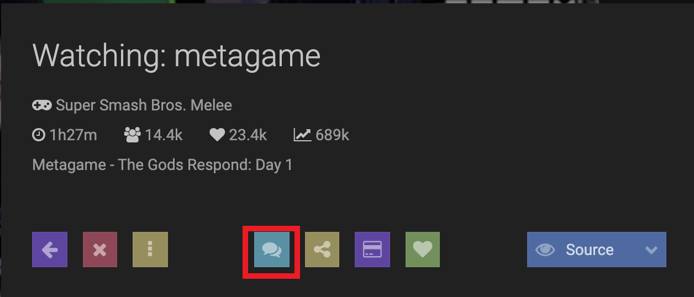 Click on the chat icon to open a streams chat window. Click on the chat icon to open a streams chat window.