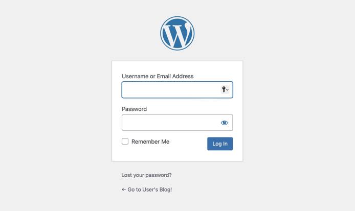 WordPress Login Screen WordPress Login Screen