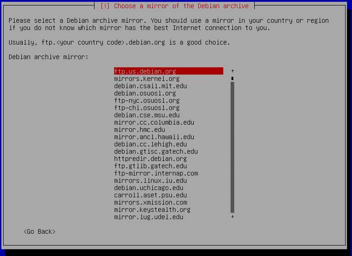 Debian 8 Mirror Selection Debian 8 Mirror Selection