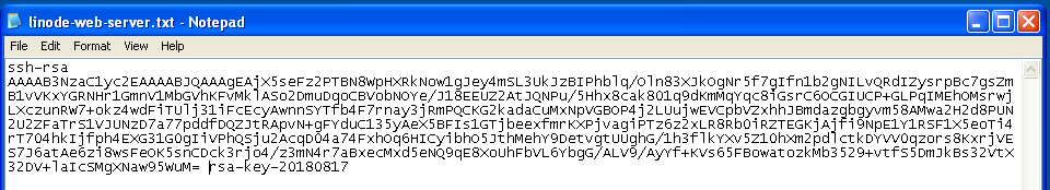 Copy the public key to a text file. Copy the public key to a text file.