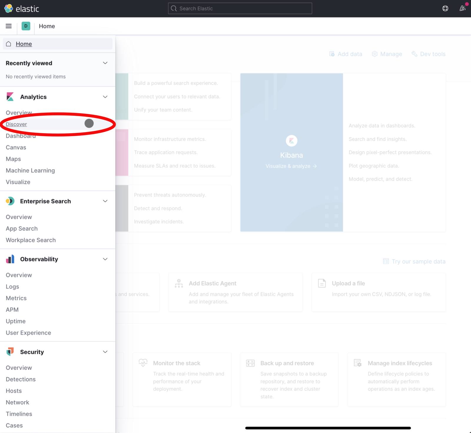 Kibana 7 Dashboard With Hamburger Navigation Button Highlighted Kibana 7 Dashboard With Hamburger Navigation Button Highlighted