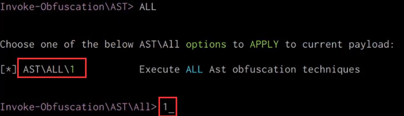 AST option selection confirmation AST option selection confirmation