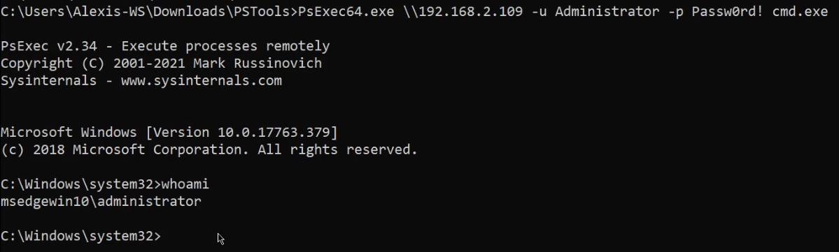PsExec - remote shell PsExec - remote shell