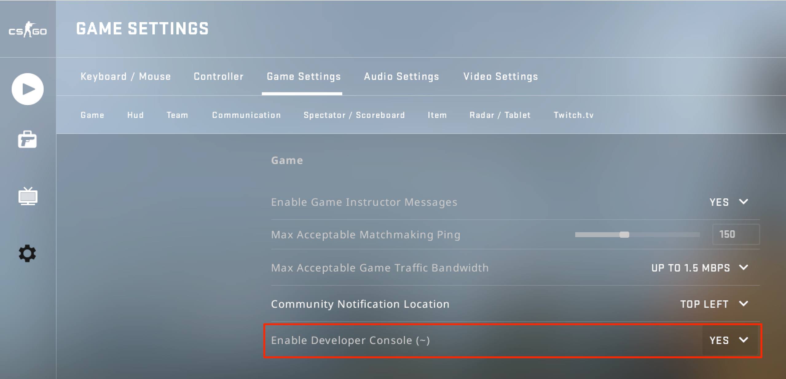 Enable the developers console if it is not currently enabled. Enable the developers console if it is not currently enabled.