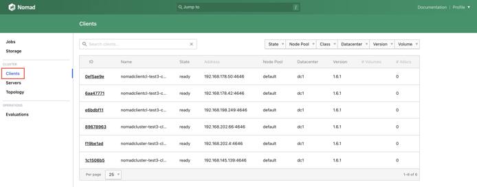 Screenshot of Nomad Web UI Clients tab Screenshot of Nomad Web UI Clients tab