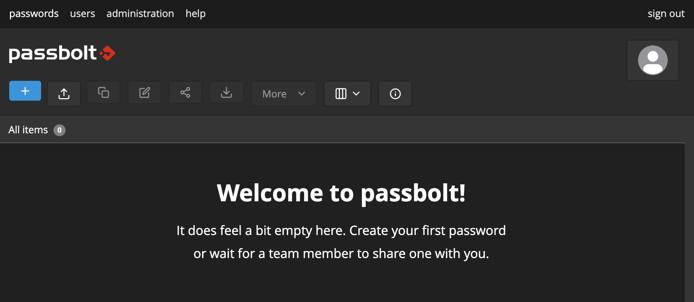 Screenshot of Passbolt Community Edition main screen Screenshot of Passbolt Community Edition main screen