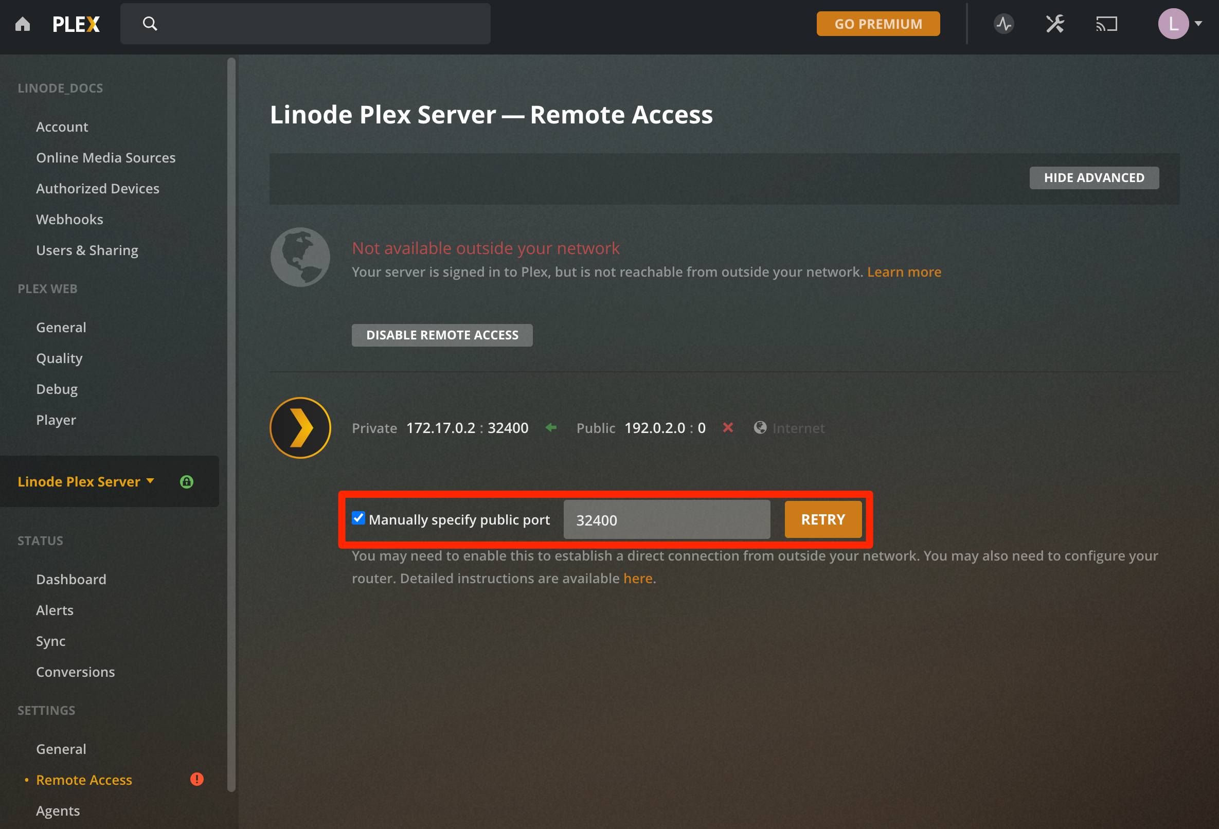 Enable Plex Server Remote Access. Enable Plex Server Remote Access