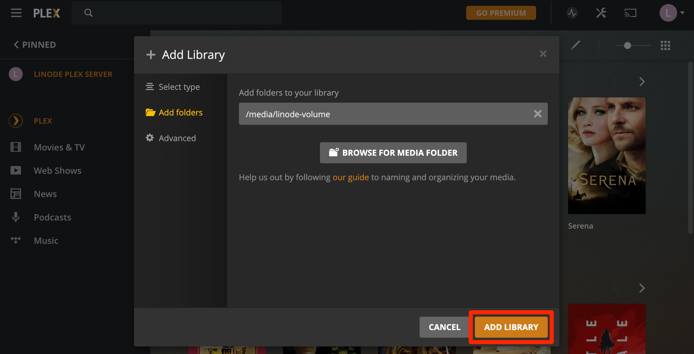 Add Media Library — Finish. Add Media Library — Finish