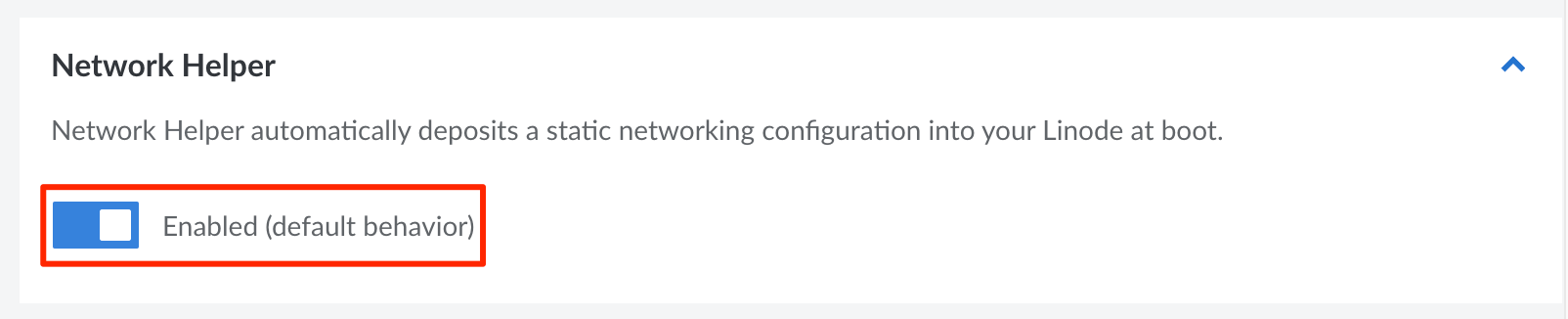 Screenshot of the global Network Helper setting Screenshot of the global Network Helper setting