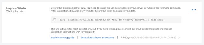 Screenshot of a new Longview client in Cloud Manager Screenshot of a new Longview client in Cloud Manager